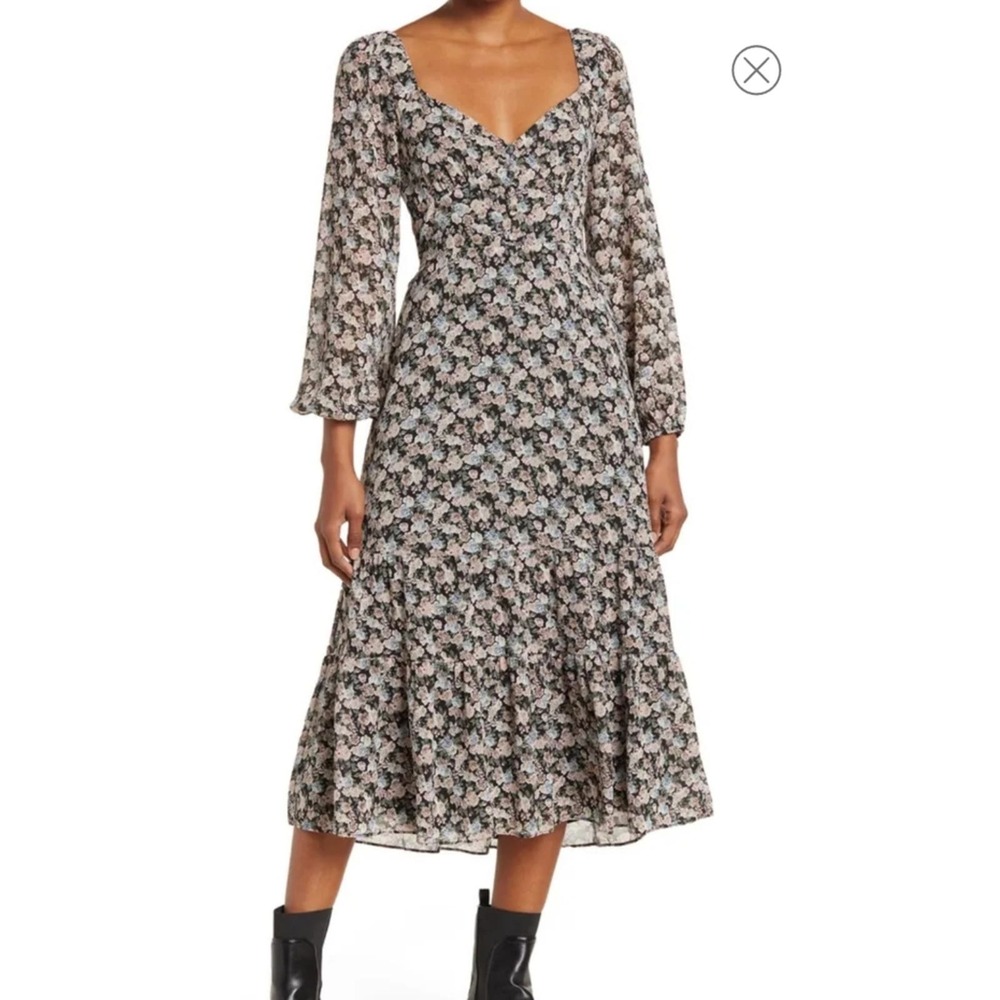 Lush Cutout Back Floral Printed Midi Dress Size M